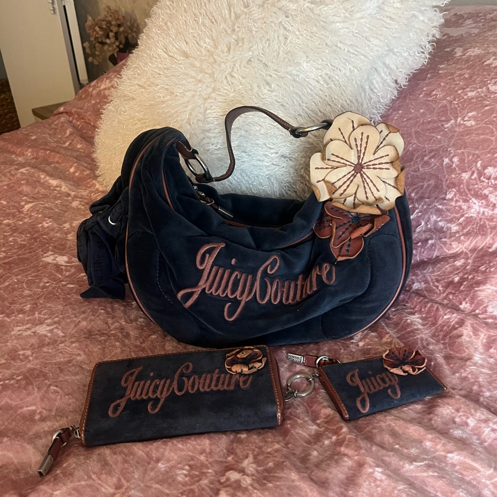 Vintage Juicy Couture Navy Blue & Flower 3pc Set